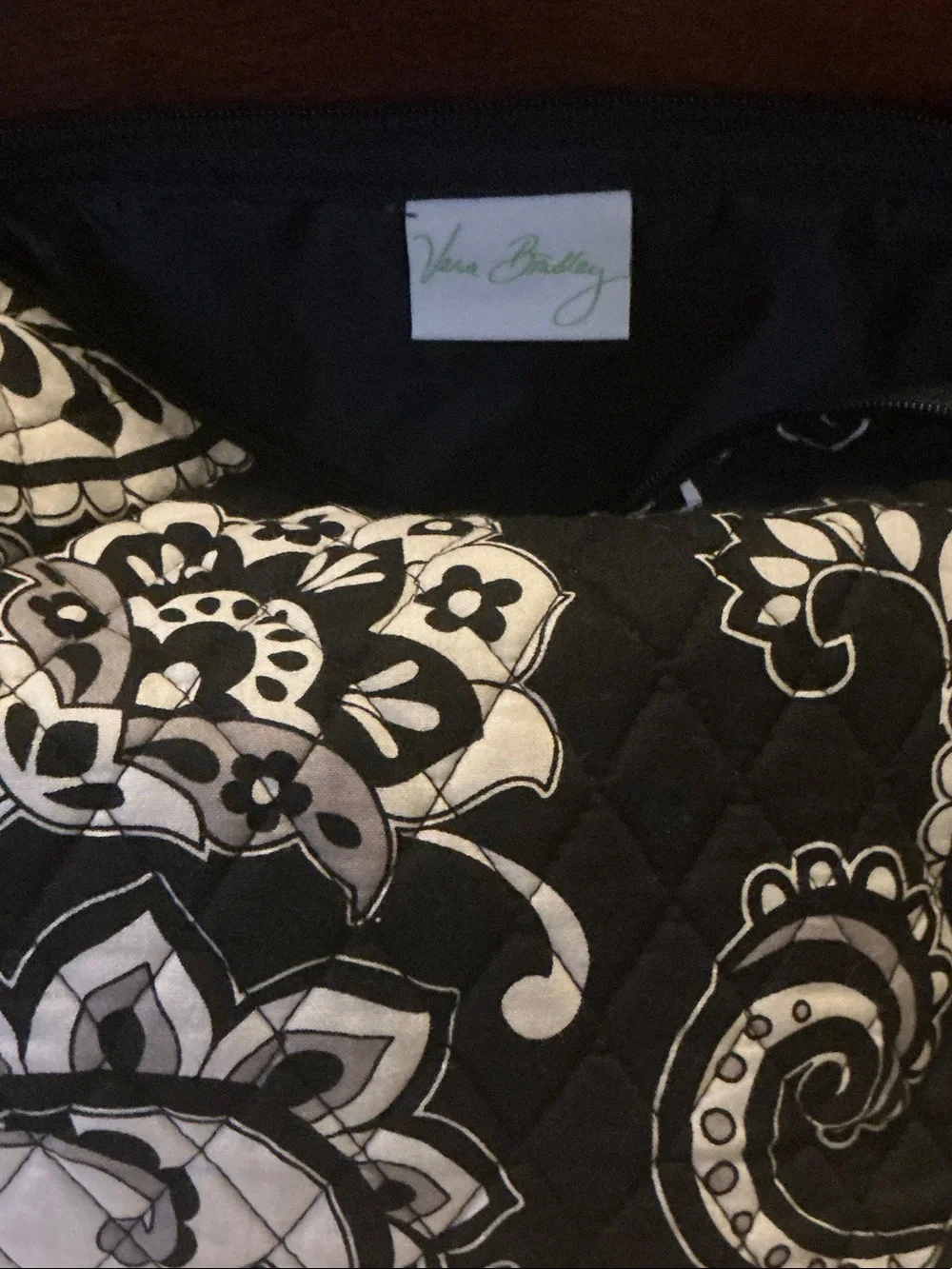 Vera Bradley Black & White Floral Quilted Cosmetic Case